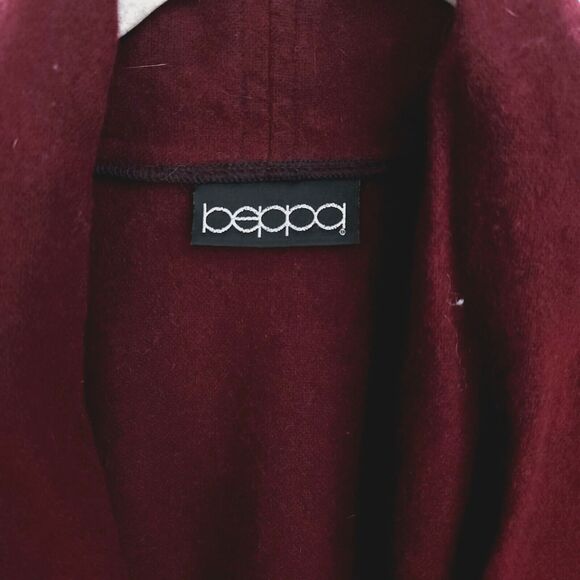 Beppa Women’s Large Burgundy Shawl Wool Cardigan Boho Minimalist Cozy Lagenlook - Picture 5 of 7